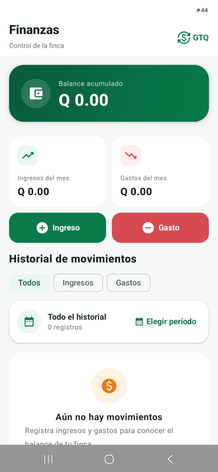 Control de finanzas de la finca